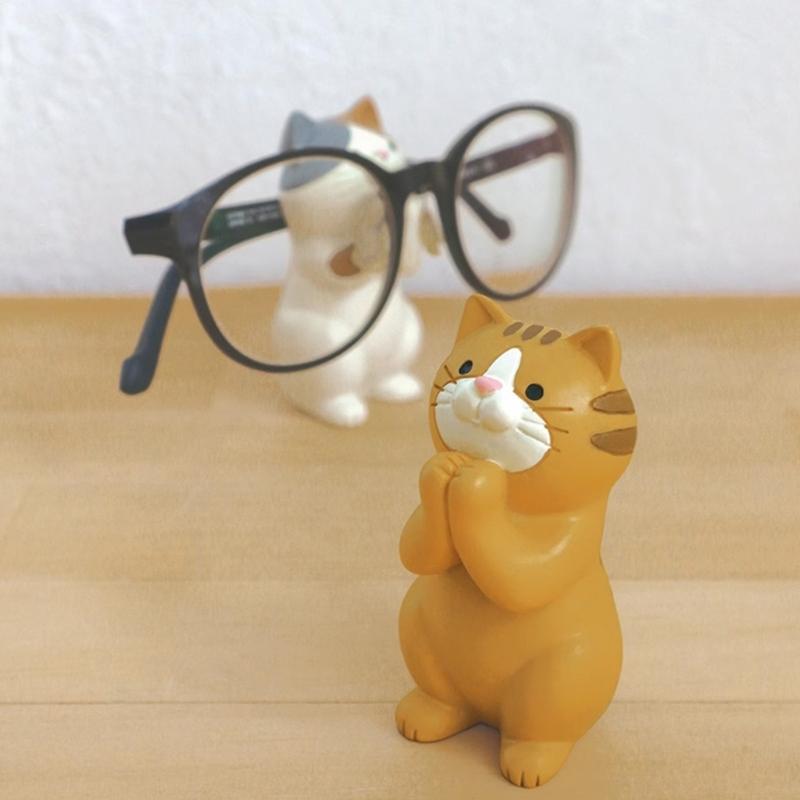 Fun Cats Shape Resin Glasses Holder Cute Cats Designs Eyewear Display Stand for Home Office Desk Decoration
