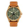 Spitfire Lock Chronograph Leather Strap Bronze Green Dial Quartz AV-4089-02 Men's Watch
