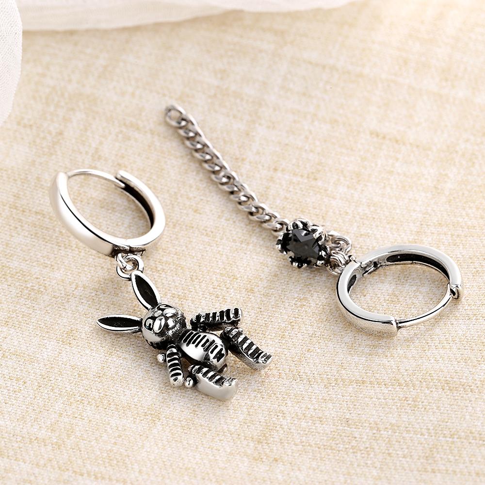 ANENJERY Новое поступление меди, асимметричные серьги-кольца с длинными кисточками и кроликом для женщин, темпераментный подарок, S-E1074