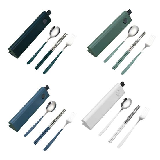 Дорожный набор столовых приборов из нержавеющей стали вилка и ложка с футляром портативная посуда