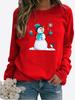 Женская осенне-зимняя повседневная модная однотонная футболка с круглым вырезом и длинными рукавами, с принтом снеговика, свободная блузка, топы