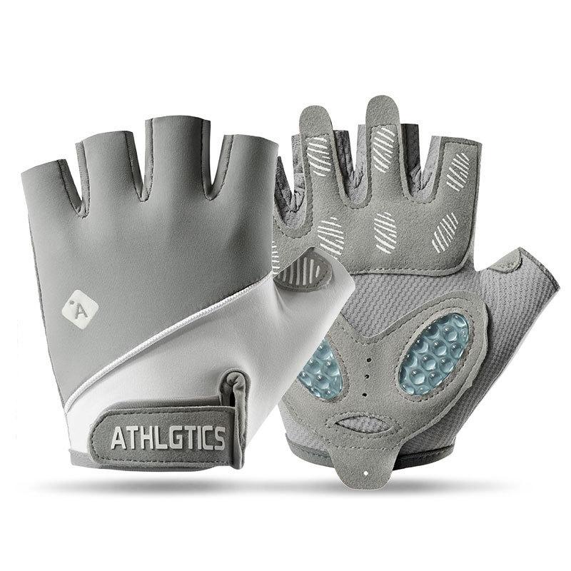 Fitness Gloves for Men and Women Outdoor Riding Breathable Ice Silk Anti Slip Wear Resistant Liquid Silicone Sports Half Finger Gloves