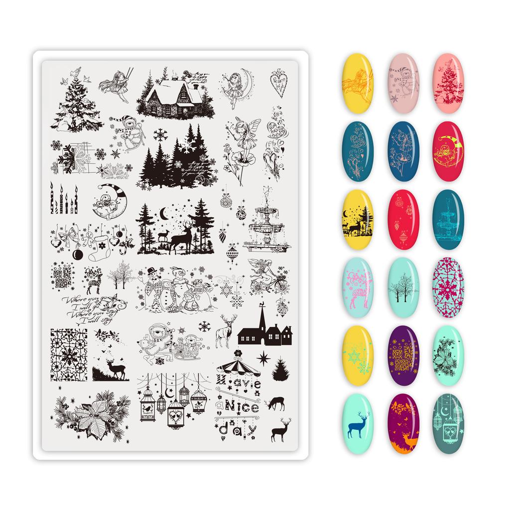 9.5X14.5см Большой размер пластины для стемпинга ногтей Цветочные/Геометрические дизайны Шаблон для нейл-арта для DIY декора ногтей 5.6см круглый штамп