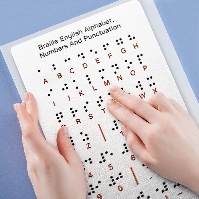Braille Alphabet And Numbers Learning Tool - Durable Metal Tactile Bump Reading Floor-Mounted Eco-Friendly Lightweight