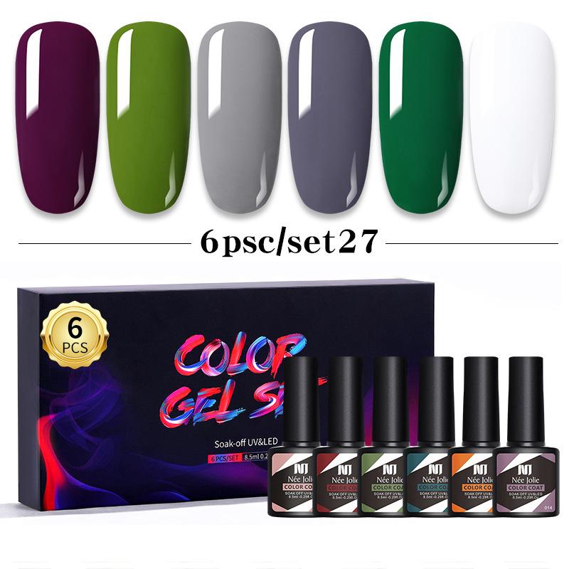 Набор клея для лака для ногтей 8 мл 6 бутылочек в коробке клей для дизайна ногтей Barbie японский цветной клей для ногтей клей для фототерапии