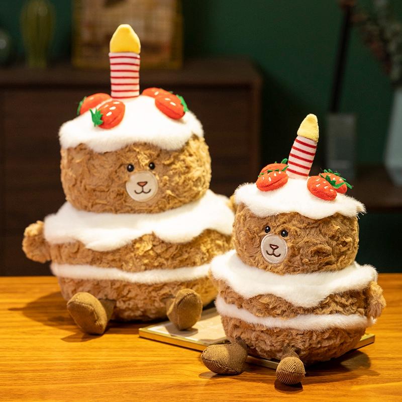 Cute Strawberry Cake Bear Modeling Plush Doll Kawaii Stuffed Animal Home Decor Birthday Gifts