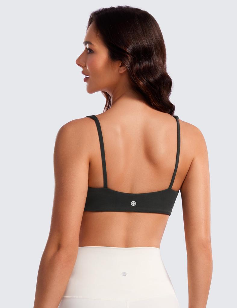 CRZ YOGA Sports Yoga Square Neck Asian L Bra, Bra, Camisole, Wireless, Cupped, Quick-Drying, Stretch, Fit, Butterluxe, Black,