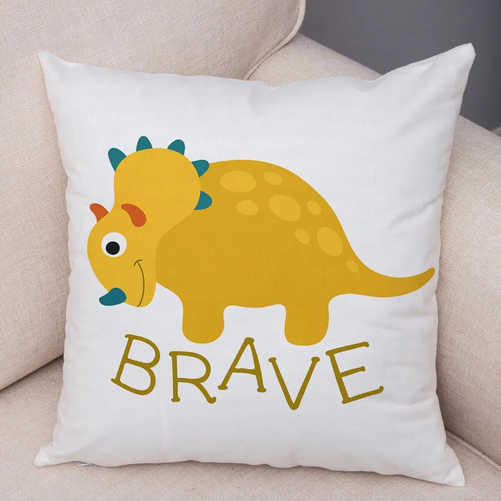 Милая наволочка на подушку с динозавром юрского периода, декоративная мультяшная наволочка с животным, для детской комнаты, дивана