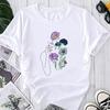 (Asian Size) Fashion Print Flower Floral Trend Cute 90s Graphic Tee Female Casual T Clothing Casual Women's Top Short Sleeve T-shirt