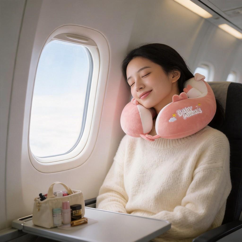 Portable U Shaped Duck Neck Pillow For Travel And Office Use With Cotton Filling