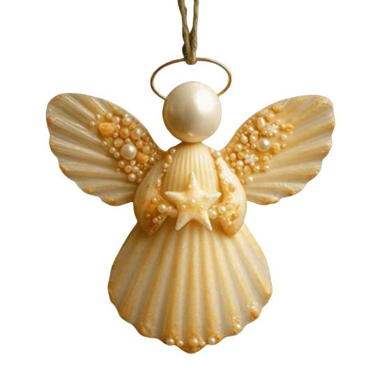 Angel Shell Ornament Christmas Tree Hanging Ornaments Sea-inspired Angel Decorations Handcrafted Seashell Angel Accents for Coastal Beach