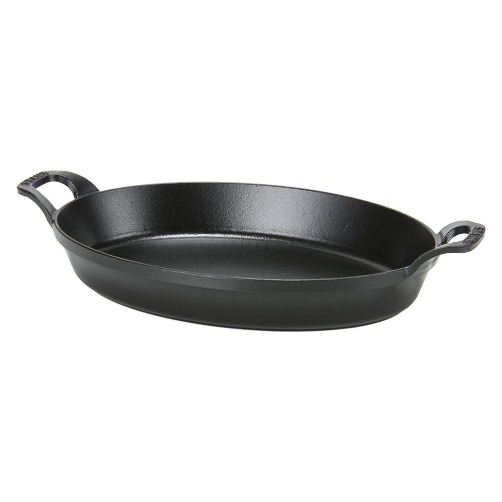 Горшок Staub Овальный штабелируемый противень 32 см Форма для запекания IH совместимая эмалированная стильная форма для духовки 1303323 черный овальный штабелируемый противень черный [Staub]