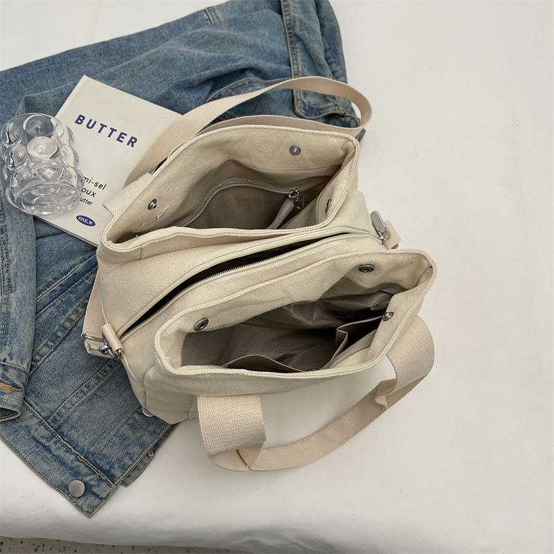 Women's Canvas Bag Multi-Pocket Handbag Single Shoulder Large Capacity Women's Bag Crossbody Bag