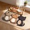 Waterproof Non Slip Cat Feeding Mat Cute Cartoon Linen Texture Pet Food Pad Matches All Pet Bowl Styles for Cats