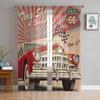 Автомобильный ретро-постер Прозрачные шторы для украшения гостиной Оконные шторы для кухни Тюлевые вуалевые органзовые шторы