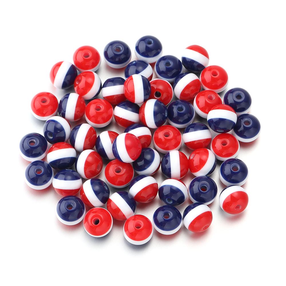 50Pcs/Lot Acrylic Beads 8 10mm Tri Color Stripe Large Hole Round Beads For Charm Bracelet Phone Chain Diy Jewelry Making