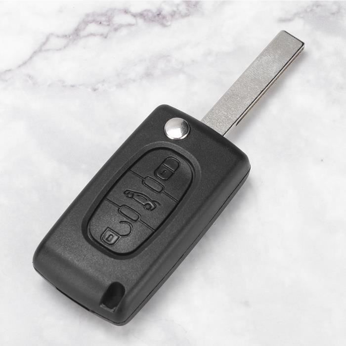 Mxzzand Remote Key Case 3-Button Remote Key Shell, Compatible with Peugeot 107 207 307 407 408 Auto Airbag