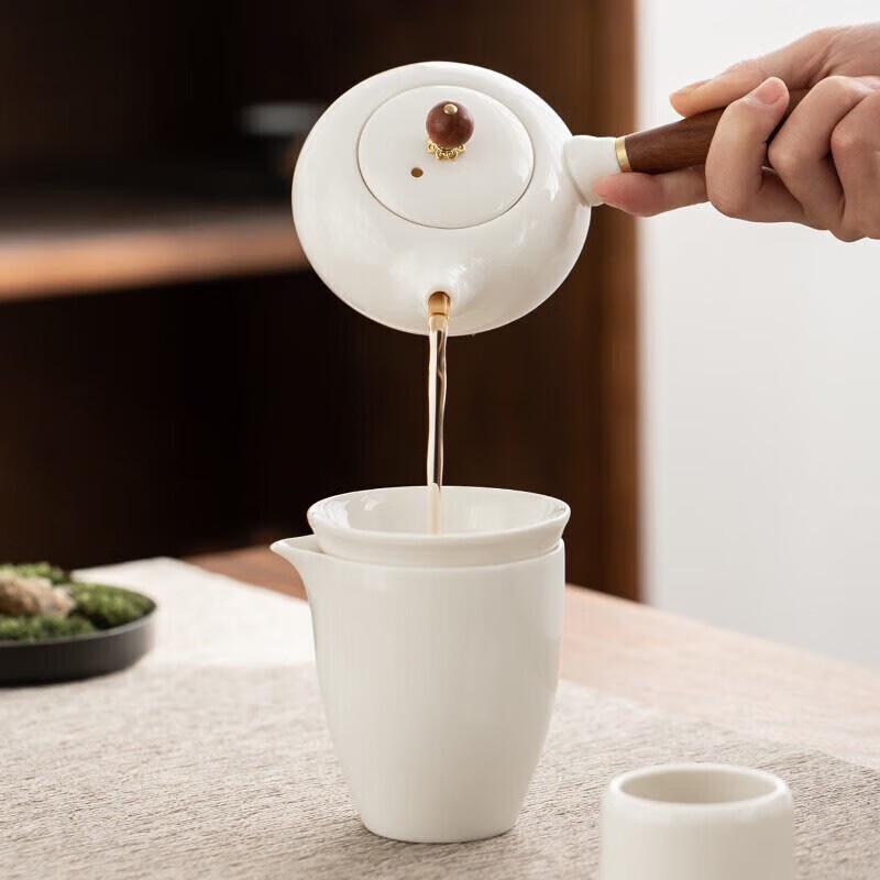 Traditional Mutton-Fat Jade Porcelain Kung Fu Tea Set