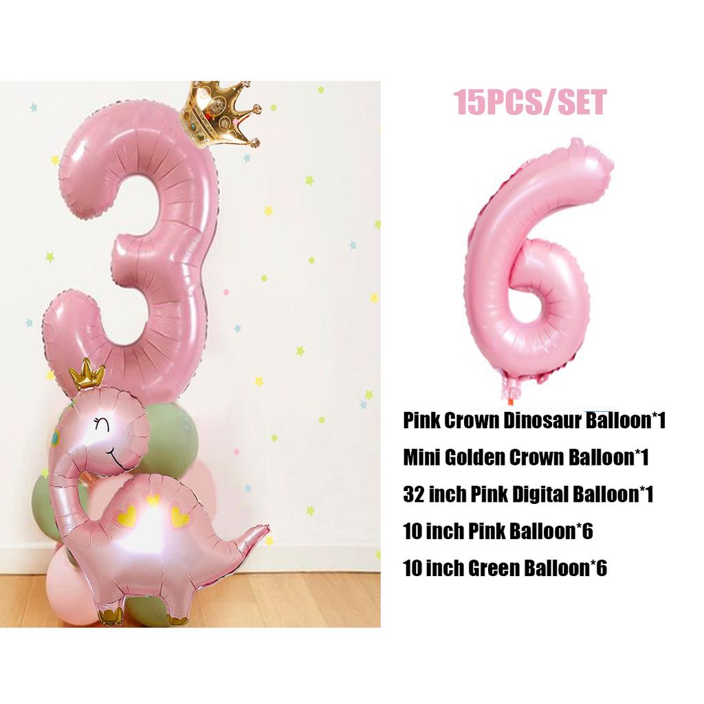 Зеленый розовый воздушный шар с динозавром и 32-дюймовым воздушным шаром с номером для девочек-динозавров, сделай сам, украшения для дня рождения, поставки
