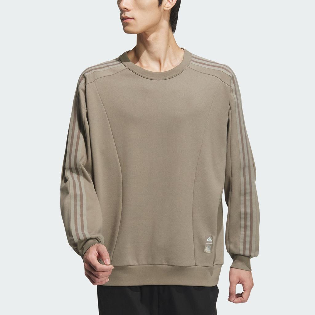 Adidas Wuji Series Silky Sweatshirt Crew Neck Sports Casual Pullover Long Sleeve Hoodie Men Sweatshirt Earth-Brown JI8710