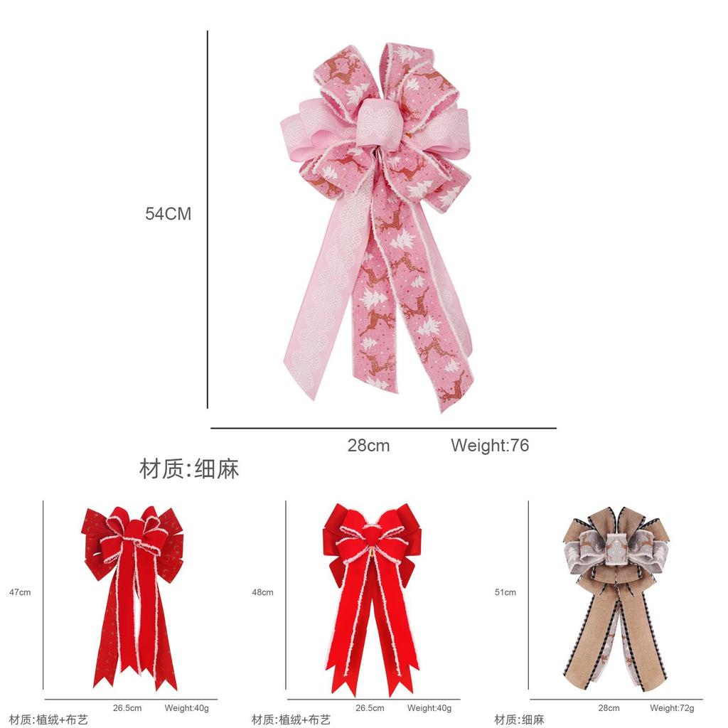 Elegant Christmas Red Bow Decoration For Festive Holiday Gift Boxes With Burlap Material