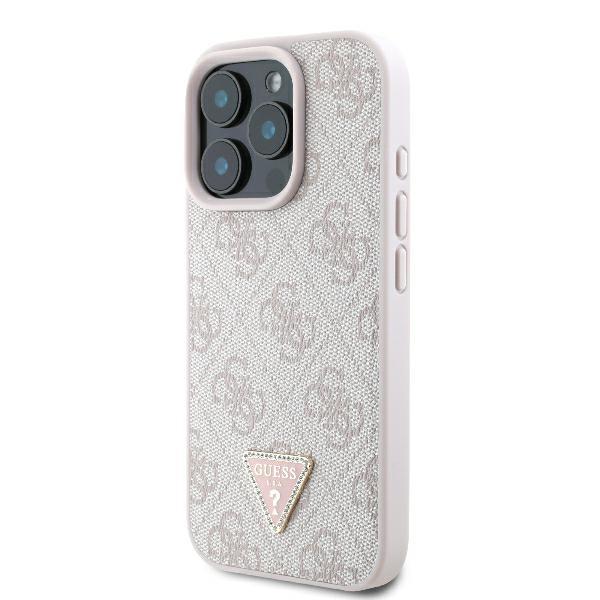 Etui Do Iphone 16 Pro Max Guess Leather 4G Triangle Różowy