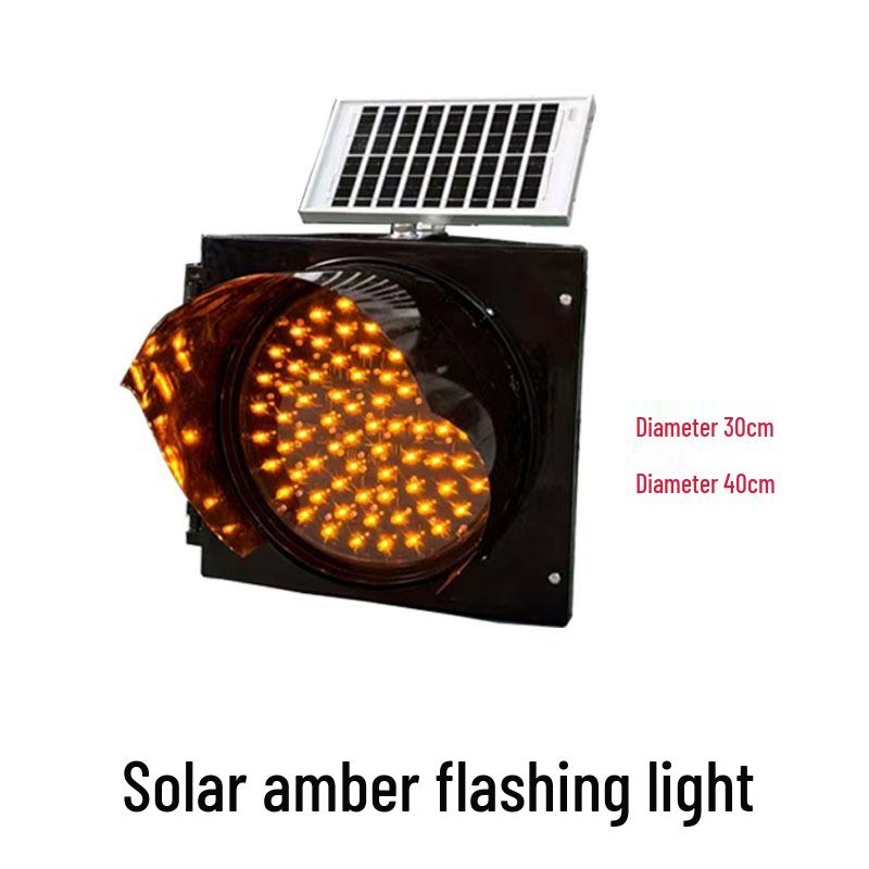 Yellow LED Sun-Powered 400mm Flashing Light with 300mm Red Slow Warning Strobe