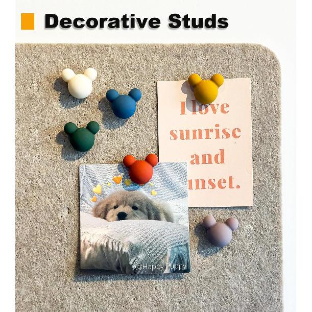 24 Pcs Cute Push p,Colorful Decorative thumbtacks,Mouse Push p,for Cork Board,Office or Home (24 Pcs- Velvet)