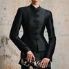 Womens 2026 Slim Fit Stand Collar Shirt Elegant Chinese Style Button Blouse High Quality Long Sleeve Top Ladies