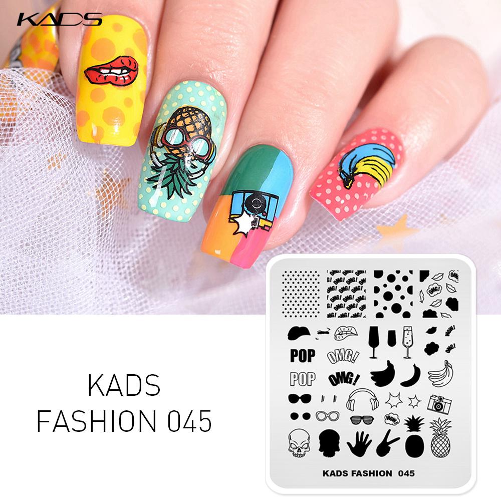 kads Модная пластина для штамповки фруктов и губ 045, трафарет с мультяшным рисунком для лака, шаблон для штамповки ногтей, инструмент для украшения ногтей