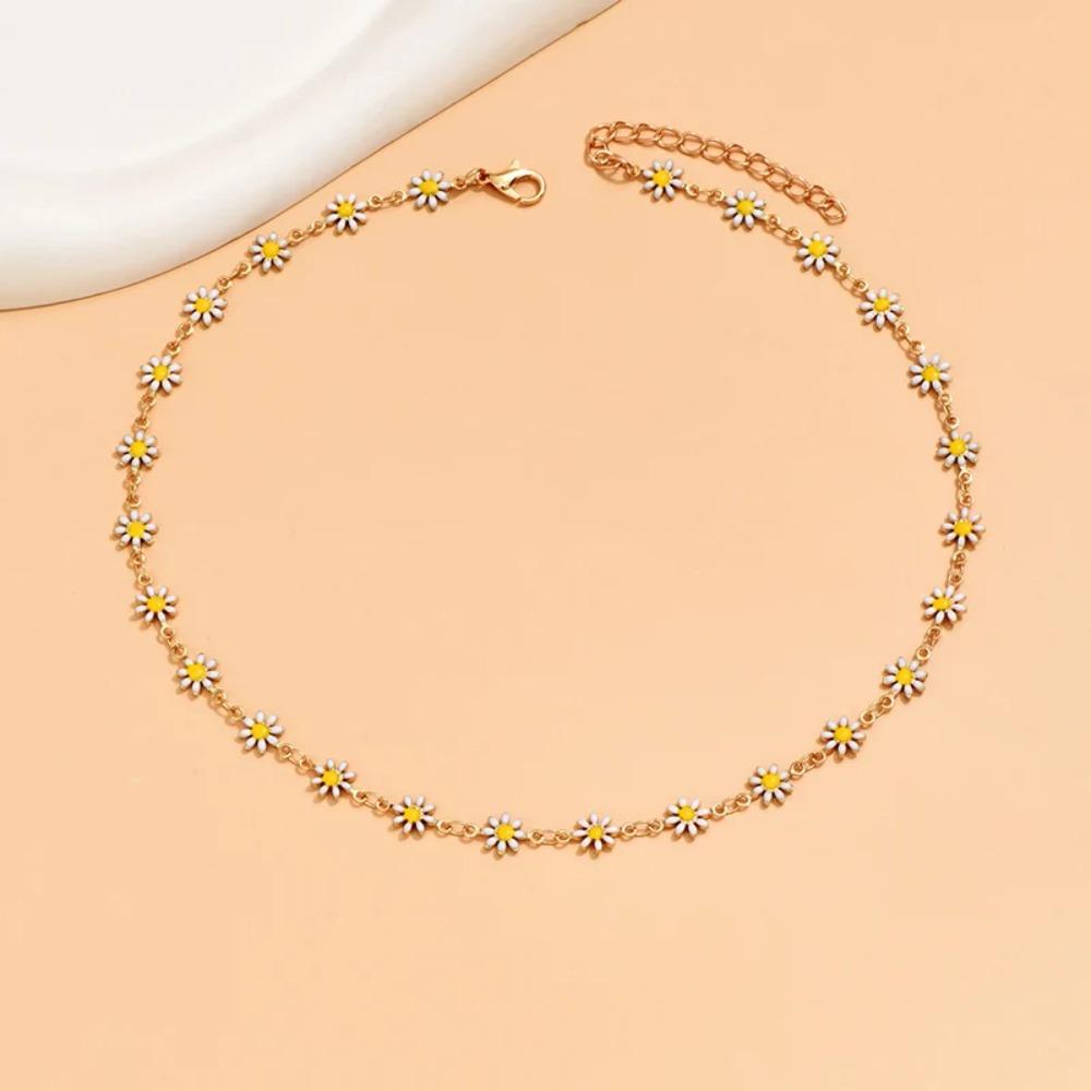 Ювелирные изделия Женские Милая ромашка Шейная цепочка Украшение Ювелирный подарок Цветок Ромашка Ключичная цепочка Ожерелье