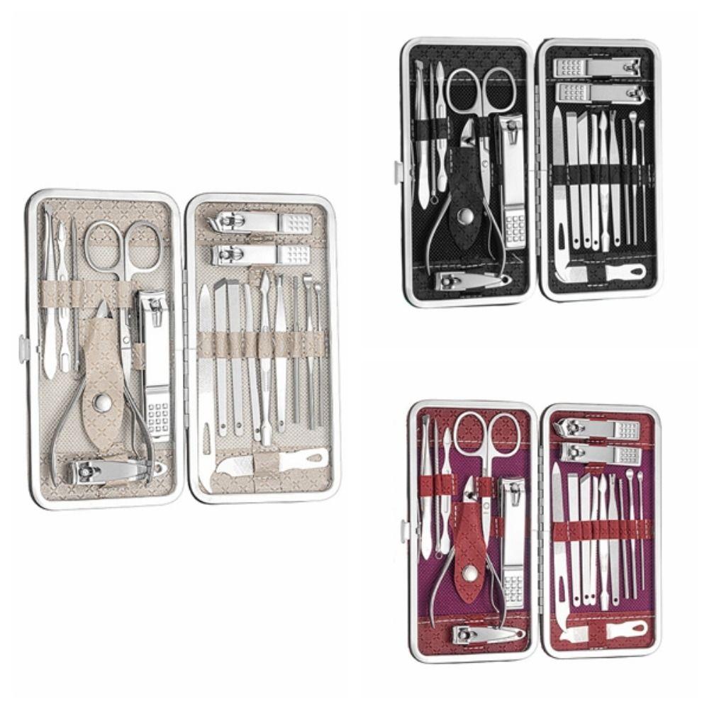 19Pcs Stainless Steel Nail Clippers Set Home Nail Care Kit Creative Manicure Kits Gift