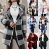 Зимний свитер, пальто с принтом в клетку, с капюшоном, толстый ветрозащитный кардиган с открытой строчкой, верхняя одежда, куртка средней длины из плюша для школьных путешествий