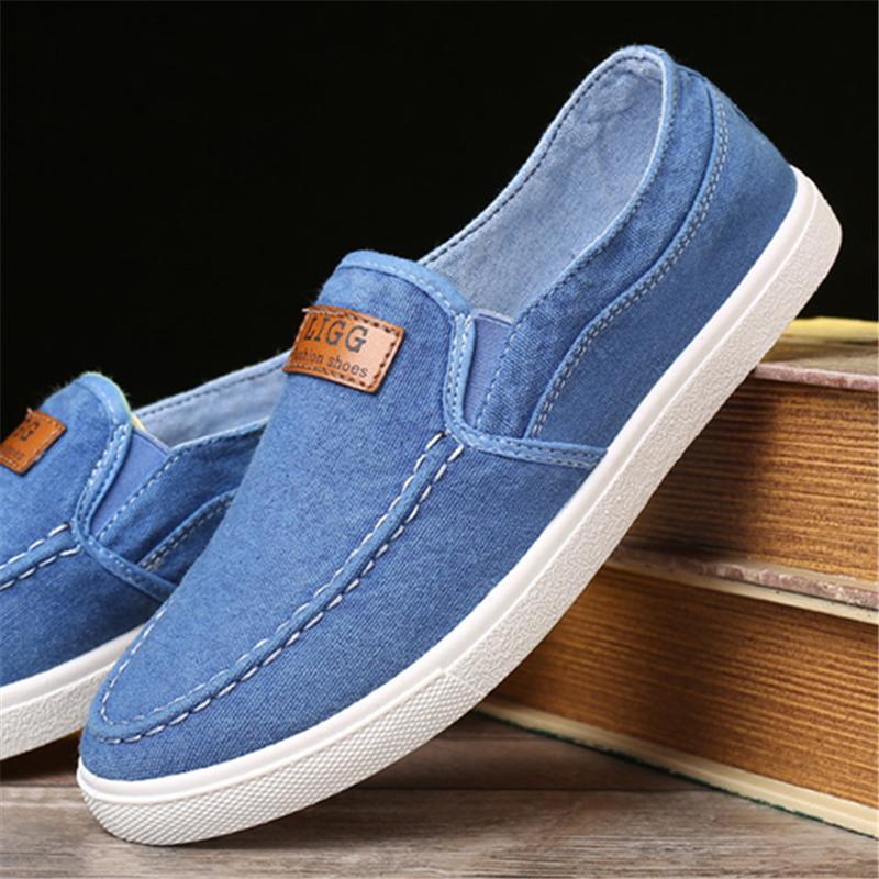 Summer Cowboy Fashion Mens Casual Shoes Low-top Slip On Men's Loafers Denim Breathable Male Flat Canvas Shoes