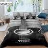 Guitar Duvet Cover Set Music Theme Bedding For Teens Microfiber Vintage Grey Guitar On Wooden Floor Quilt Cover Queen King Size