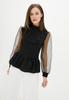 Black Blouse with Sheer Sleeves and Peplum ISSA Plus