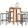VidaXL 5 Pcs Garden Bar Set Black Solid Acacia Wood Rattan, Outdoor Bar Table and Chairs, Set of 3295270