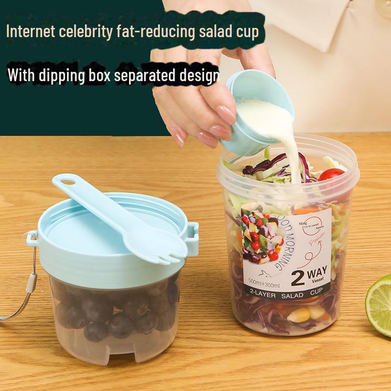 Портативная банка Мейсона для завтрака, салатная чашка с ложкой - легкий йогурт и фруктово-овощная чашка для похудения, салаты для снижения веса