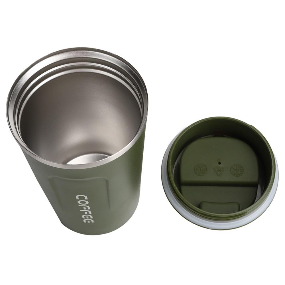 Double Layer Coffee Cup Leakproof Lid Travel Mug Portable Stainless Steel Mug Hot Drinks