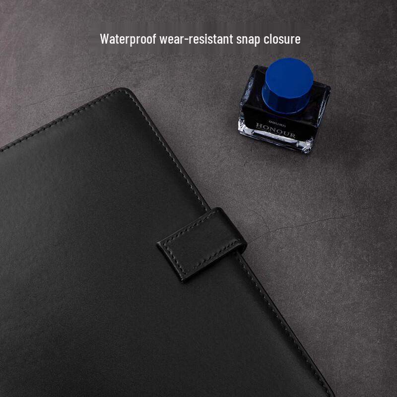 Deli 16K Business Leather Notebook with Snap Closure