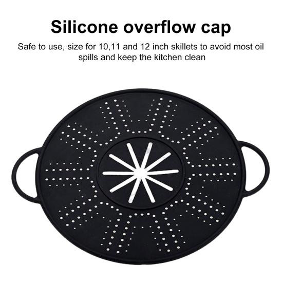 Silicone Splatter Screen for Frying Pan Grease Oil Splash Guard with Handle Heat Insulation Cooling Mat Strainer Drain Board for Baking Cooking