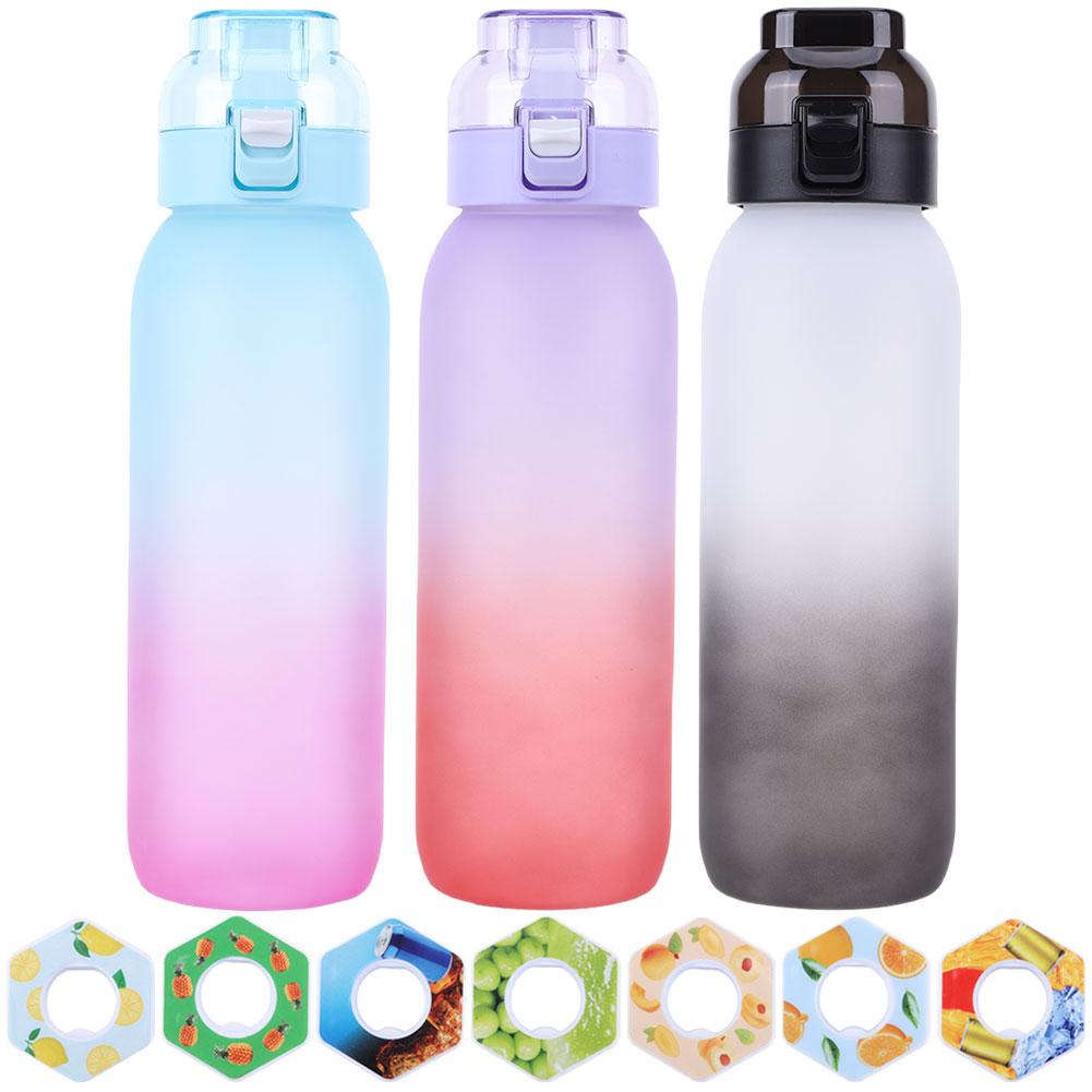 1000ML Air Water Bottle Tritan with 7 Flavour Pods Fruit Fragrance Water Bottle 0% Sugar Water Cup Suitable for Outdoor Sports