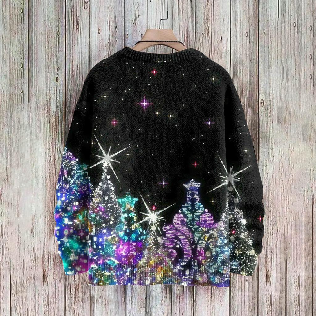 Рождественские толстовки для женщин Вязаный свитер Милая рубашка Осенний свитер с круглым вырезом Топы