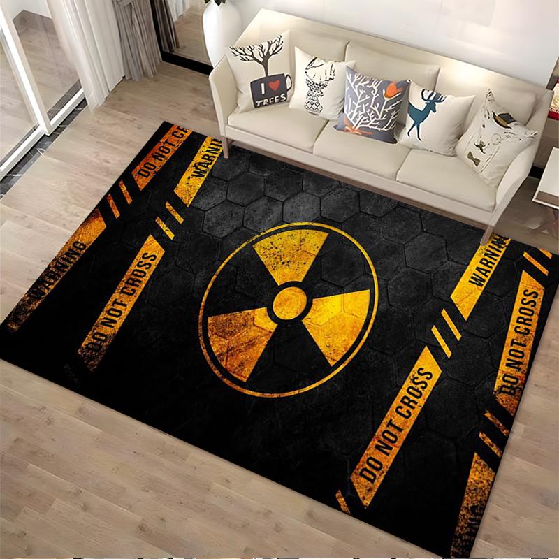 "Radioactive Warning Area Rug with 'Do Not Cross' Yellow Design" Suitable for use as an anti-slip for living room bedroom sofas