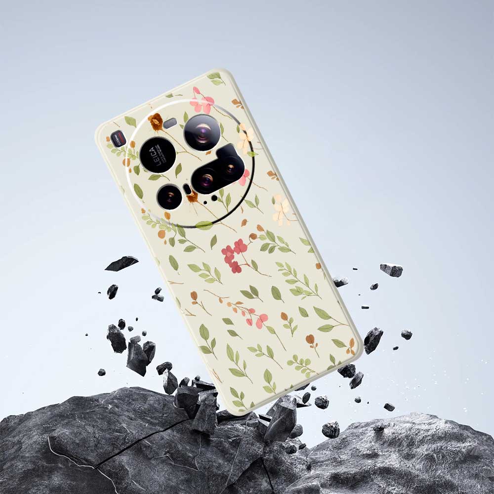 For Xiaomi 15 Ultra Case Small Flower Leaves Pattern Printing Straight Edge TPU Phone Back Cover