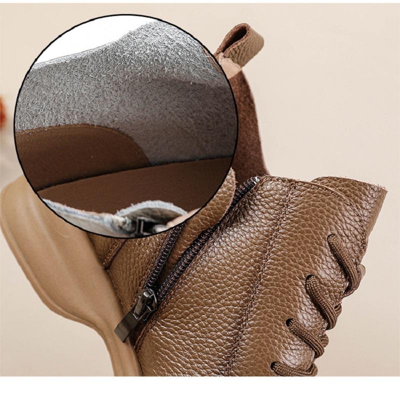 2025 г. Ботинки из натуральной коровьей кожи, женские оксфорды с меховой подкладкой, женские зимние короткие плюшевые ботильоны на шнуровке, водонепроницаемые зимние ботинки