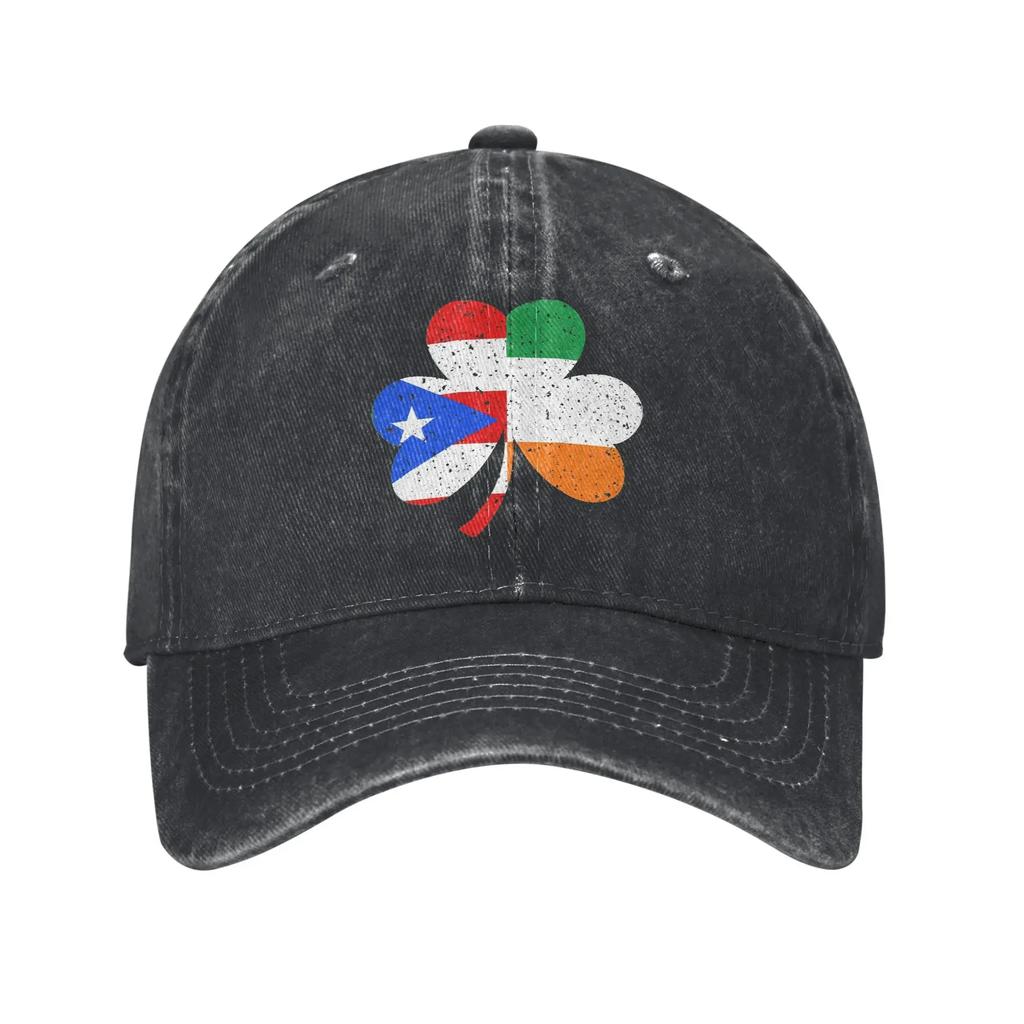 Vintage Boricua Puerto Rico Irish Shamrock Baseball Cap Casual Cotton Headwear for Unisex Women Outdoor Workouts Adjustable Cap Hat