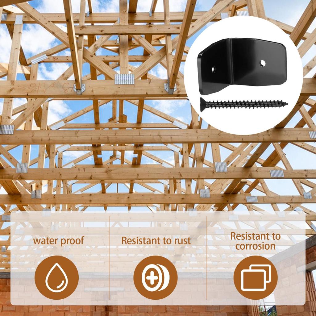 Стропильные крепления Стальные балочные крепления Зажимы Крепеж 12 Штук Деревянные балочные подвесы Черные кровельные соединители Крепеж Для перголы Сарая