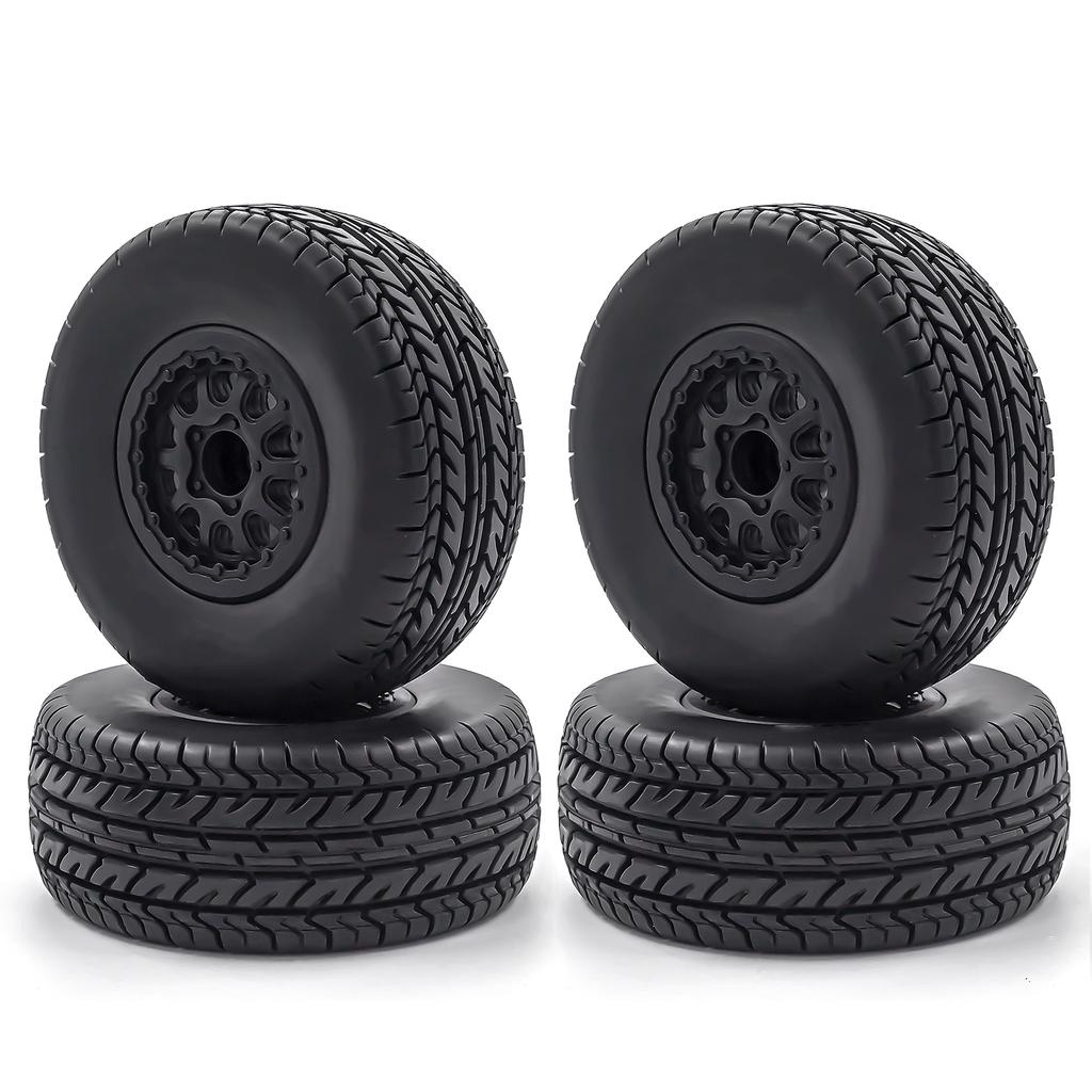 RC Crawler Rubber Tires RC Car Tires 4pcs 12mm Hex Replacement for 1/10 Traxxas Slash RC Short