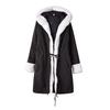 Womens Long Sleeves Faux Solid Coat Winter Jacket  Hooded Fishtail Overcoat